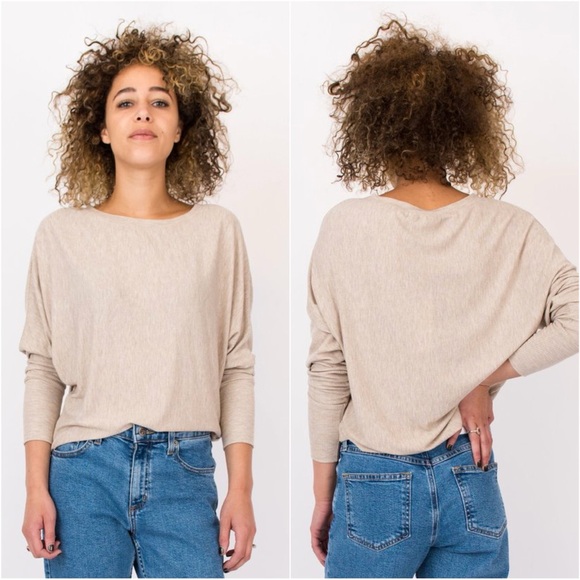 Joah Brown Tops - Joah Brown Top Vital Long Sleeve Ribbed Neutral Sz One Size